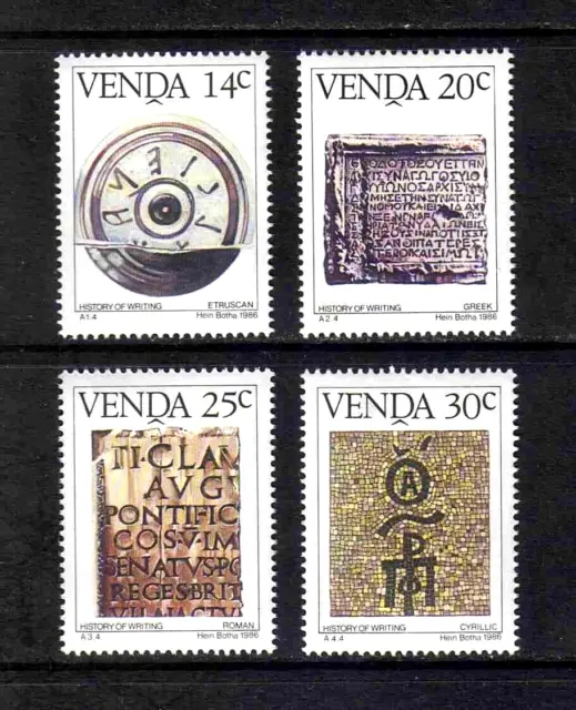Venda 1986 History of Writing complete set of 4 values (SG 139-142) MNH
