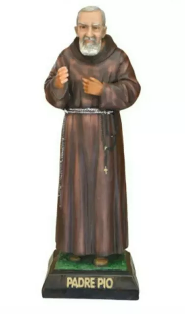 Statue von San Pater Pio CM 43 IN Harz Herstellungsart Handloom Italienisch