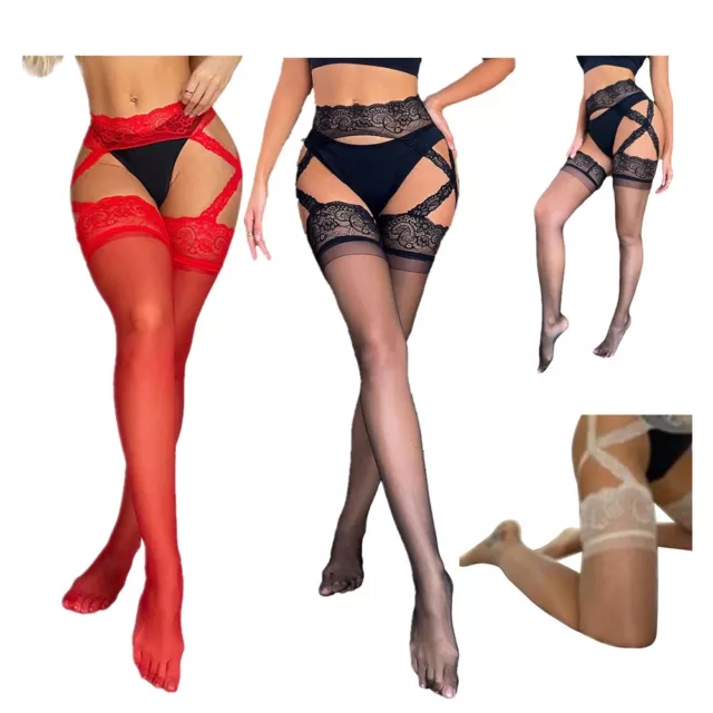 Womens Pantyhose Sheer Nightwear Elastic Stockings One-piece Tights Seamless