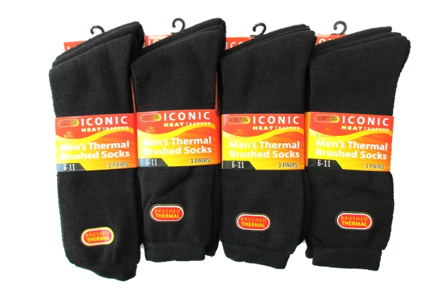 6 Pairs Mens Thermal Hiking Boot Socks Thick Winter Warm Adults Walking ICONIC