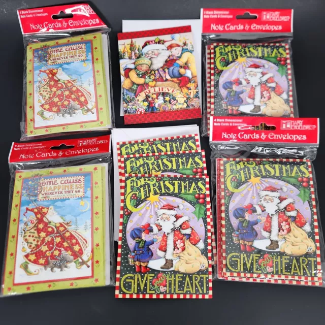 20 Mary Engelbreit Christmas Greeting Card Blank Dimensional Santa Unused