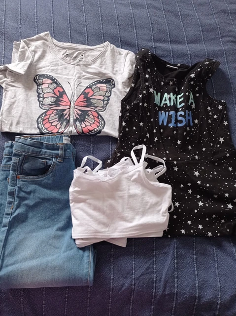 Girl bundle set spring summer cotton butterfly tops shirt jeggings dress 10-11