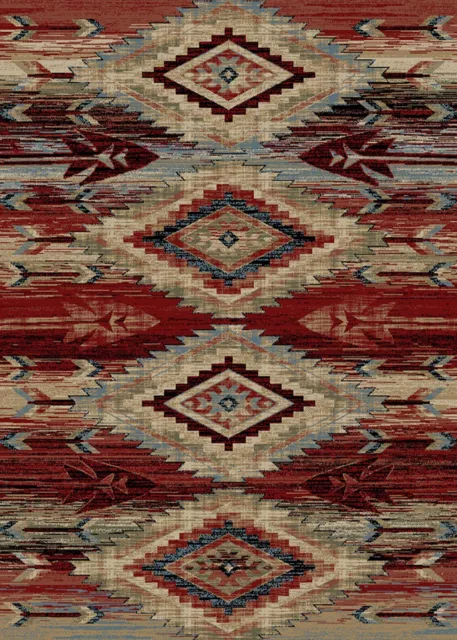 Broken Bow Area Rug Lodge Cabin Tribal Native Southwestern Red *FREE SHIPPING*