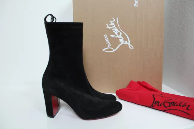 NEW SZ 5 35 Christian Louboutin Gena Black Suede Stretch Ankle