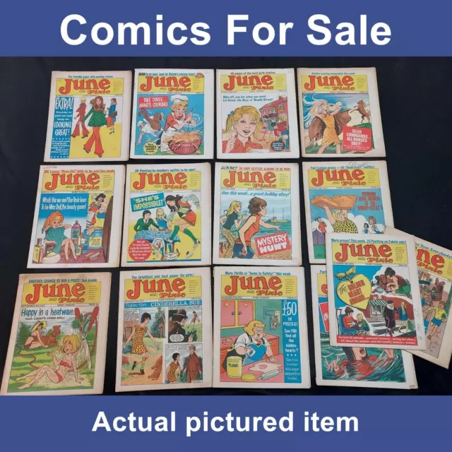 June & Pixie comic x 14 issue  job lot 1973 1974 - UK IPC Girls (LOT#11938)