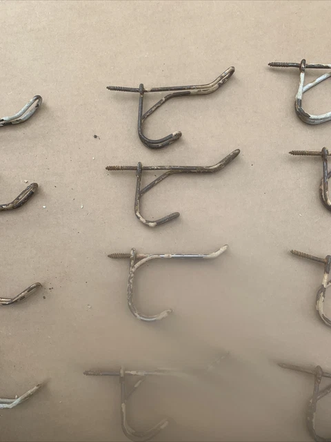 Vintage ~ WIRE HOOKS ~ Steel ~  Screw In ~  Lot Of 17 Coat/Hat 3