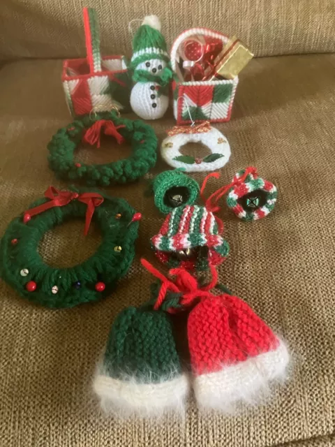 Lot of 10 Vintage Handmade Christmas Ornaments/Decorations Crochet/knit (8) cros