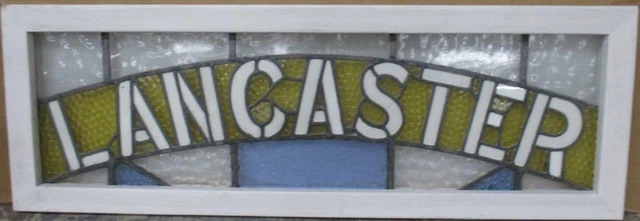 OLD ENGLISH LEADED STAINED GLASS WINDOW TRANSOM Lancaster 34.5" x 11.75"