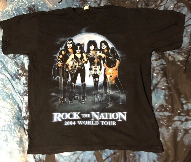 VINTAGE KISS 2004 Rock The Nation World Tour Shirt Band Tee Double
