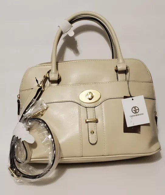 Woman’s Turn Lock Glazed Dome Satchel Handbag Purse