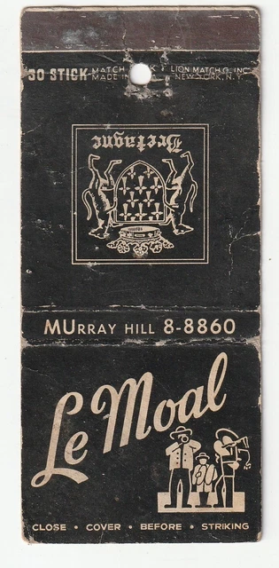 Matchbook Cover - Le Moal French Restaurant - New York City - Bretagne