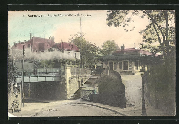 CPA Suresnes, Rue du Mont Valerien, La Gare 1909