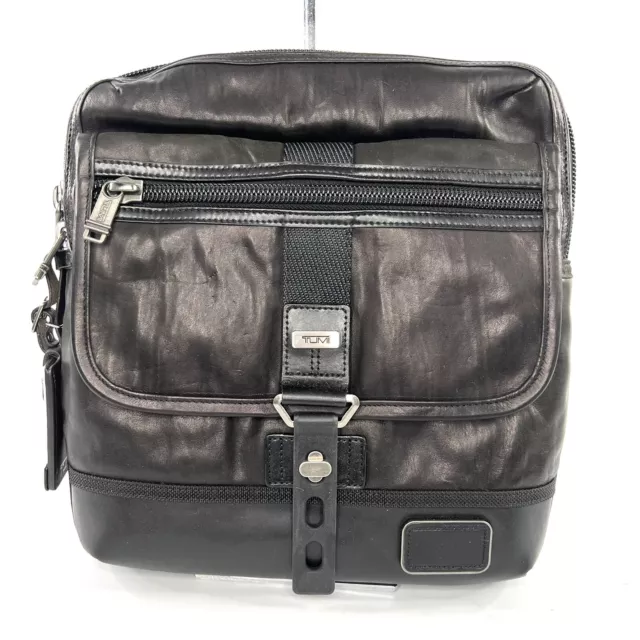 TUMI Alpha Bravo Annapolis Zip Flap Leather Messenger Bag Expandable