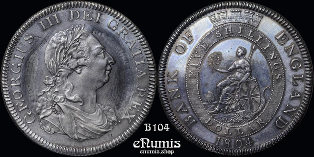Great Britain, George III, 5 Shillings Dollar 1804, no stops in CHK