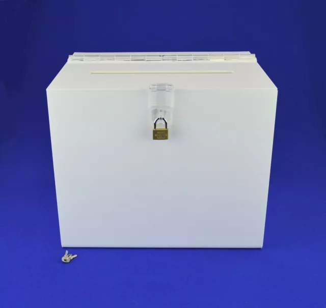 Large Lockable Acrylic Feedback Ballot Suggestion Collection Box - BB0005 White