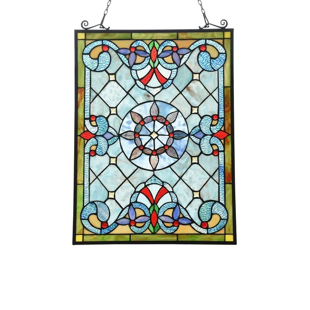 Victorian Tiffany Style Stained Glass Hanging Window Panel Suncatcher