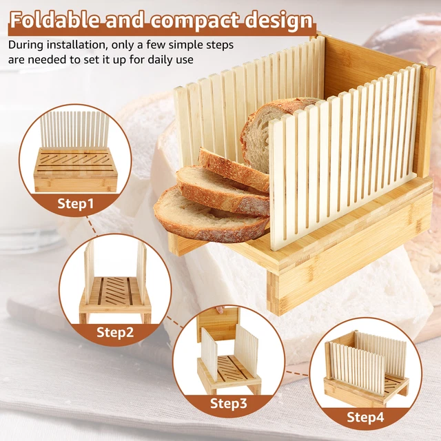 BREAD SLICER BAMBOO Homemade Bread Slicing Guide Foldable Toast Slicer