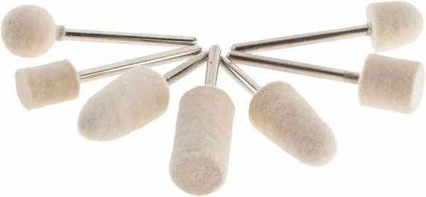 Value Collection 7 Piece, 1/8" Shank Diam, Wool Felt Bob Set Medium Density, ...