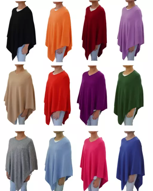 Handwoven Cashmere Poncho Multicolour Pashmina Wool Wrap Soft Warm Women