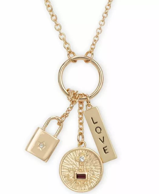 RACHEL Rachel Roy Gold-Tone Crystal Love Multi-Charm Pendant Necklace, 26" + 2"