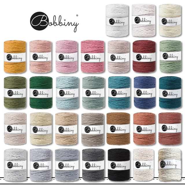 Bobbiny 2x 100M Makramee-Kordel Ø 5 MM Triple Girado Decoración 31 Colores