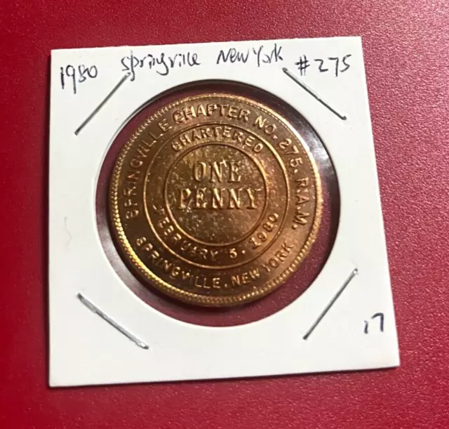 1980 Springville Nuovo Yrok Chapter N.275 R.A.M. Massonico Token