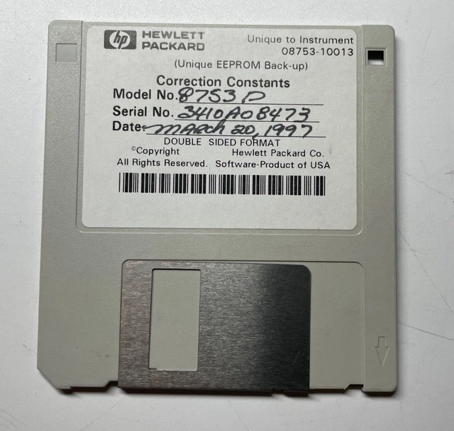 Agilent 08753-10013 Software Disk 8753P Serial no. 3440A08473