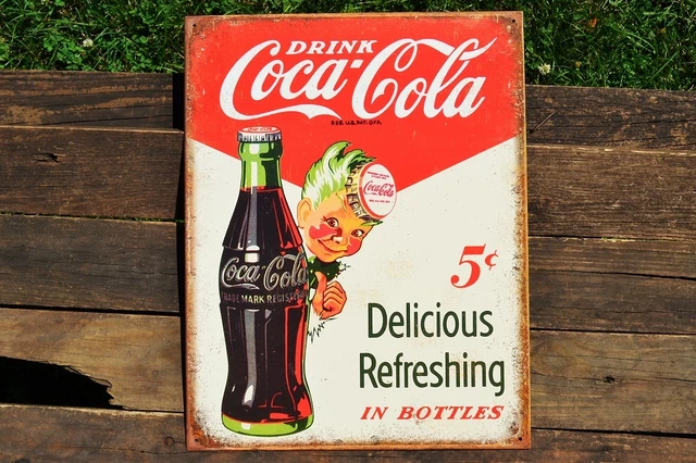 plaque métal vintage COCA COLA refreshing | - Plaque métal