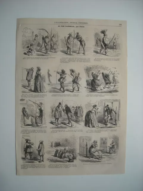 1860 Cartoons. Le Tir National, By Cham.  12 Cartoons With Legends.