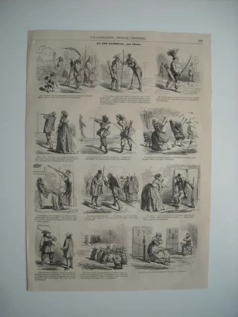 Caricatures 1860. Le Tir National, Par Cham.  12 Caricatures Avec Legendes.