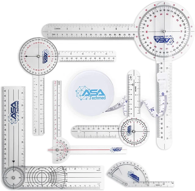 ASA TECHMED Goniometer Complete Set 6 Pieces + Body Measuring Tape - Physical Th