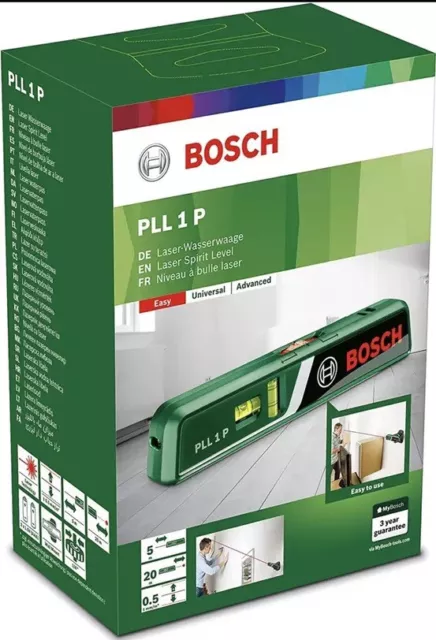 BOSCH PLL 1 P Laser Spirit Level + Wall Mount Easily Align DIY Objects Seal Box