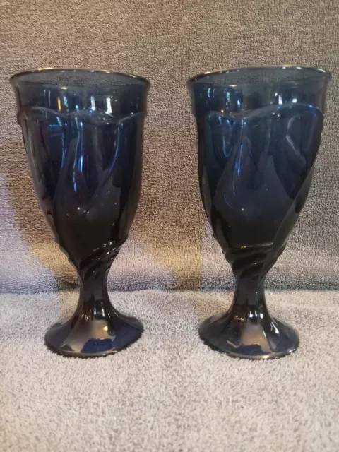 Cobalt Blue Noritake Sweet Swirl 7.5" Goblets (2)