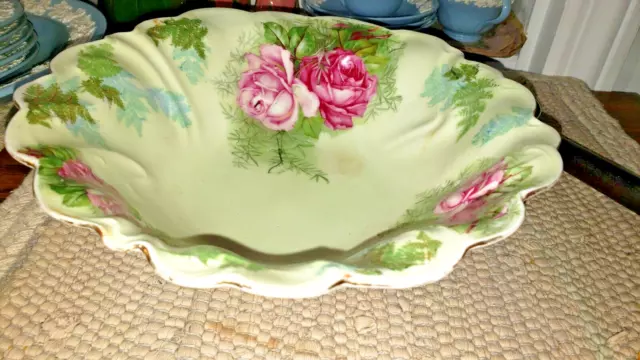 Prov Saxe Es Germany Hand Painted  Germany Large Bowl Beautiful 11" Antique