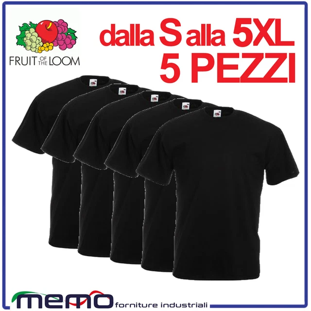 T SHIRT uomo donna maglia maglietta fruit of the loom COTONE NERO xl xxl xxxl 4x