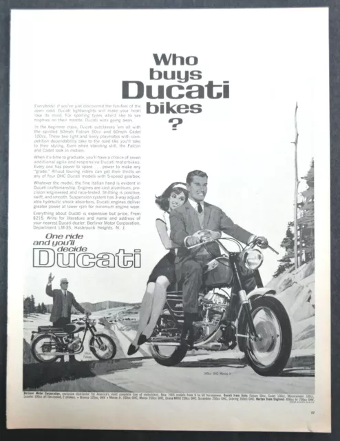 Vintage advertising print ad Bike motorcycle Ducati 50cc Falcon Monza 1965 ad