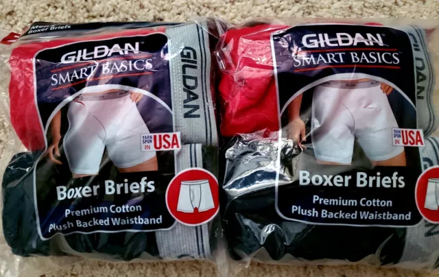 Gildan Men Cotton Boxer Brief Underwear Size Small 28-30 Lot of 4 New In Package