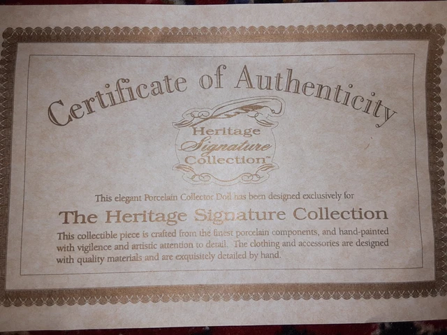 🔥VTG "HERITAGE" Signature Collection 1999 Christmas Caroline Porcelain Doll 18” 7