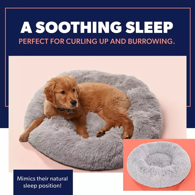 Plush Calming Dog Bed, Donut Dog Bed for Small Dogs, Medium & Large, anti Anxiet 4