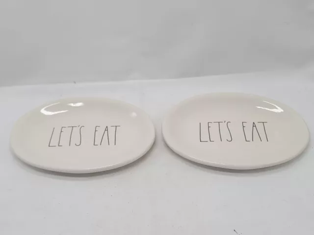 Rae Dunn Artisan Collection Magenta Oval Let’s Eat Plates Decor Dish Set of 2