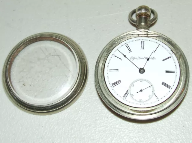 Antique Working 1889 ELGIN G.M. Wheeler Victorian Silver Gents Pocket Watch 18s