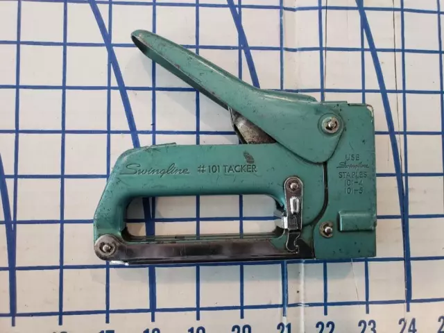 Swingline 101 Tacker Staple Gun Stapler Tool Made in the U.S.A Green Vintage