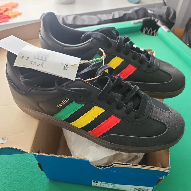 adidas gazelle silver green womens Adidas Samba Ajax Rasta Black Red Yellow and Green (UK8) – Wear Garson main image 0