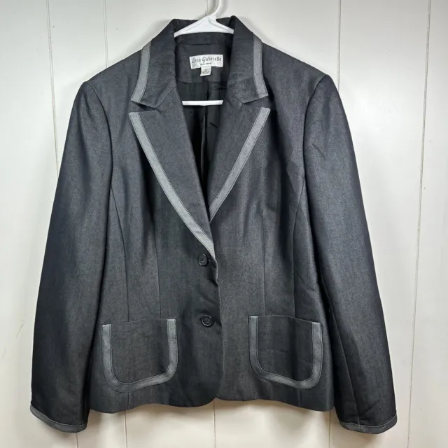 Lena Gabrielle Blazer Womens Size 12 Gray Jacket Office Casual Work Preppy