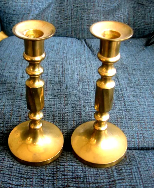 Set of Vintage Brass Candlestick Holders 7 1/2"