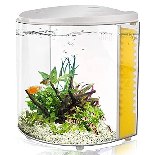 1.2 Gallon Aquarium Starter Kits Betta Fish Tank Goldfish Tank with LED White