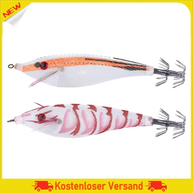 9g Luminous Squid Jigs Artificial Wood Shrimps Cuttlefish for Sea Fishing Hooks
