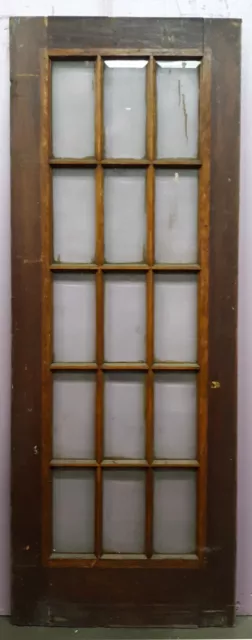 30"x83"x1.75" Antique Vintage Wooden Exterior French Door Window Beveled Glass