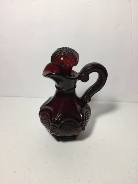 Vintage AVON Cape Cod 1876 Collection RUBY RED Glass Cruet, Estate