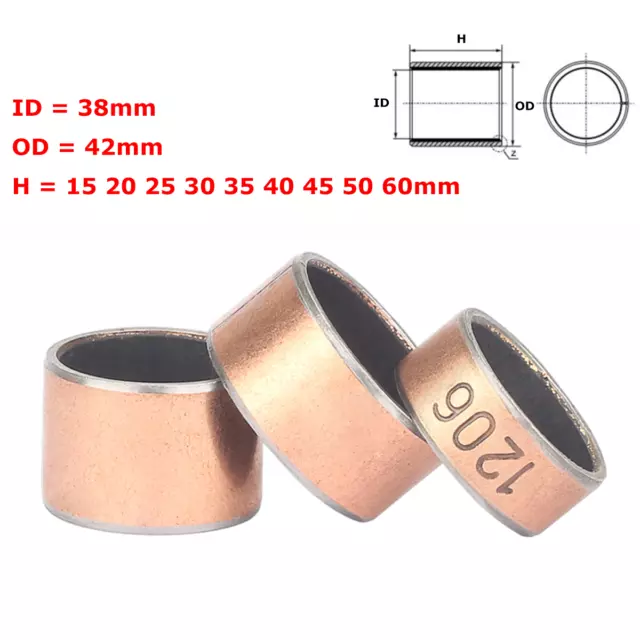 ID 38mm OD 42mm SF-1 Oilless Self Lubricating Composite Bearing Bushing Sleeve